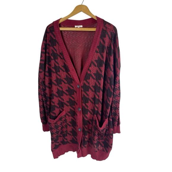Maurices Oversize Grandpa Cardigan Sweater Houndstooth Dk Academia Old Money 2X - Picture 4 of 10